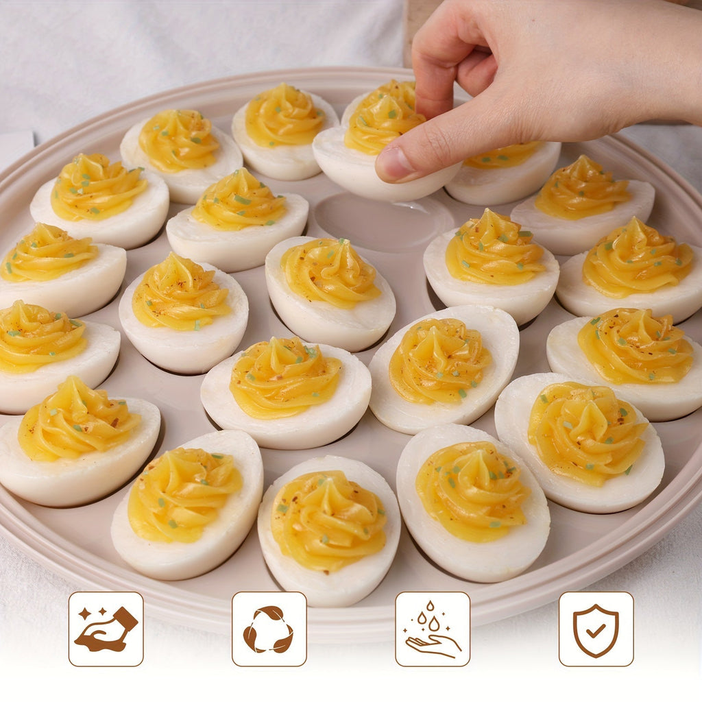 Lisslune | Bandejas de Huevos Endiablados Shindel 3PCS – Transportador Marrón con Tapa, Bandeja Redonda para 22 Huevos, Perfecto para Suministros de Cocina y Hogar