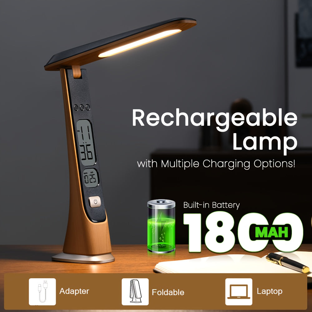 FLEXILUX – Lámpara de Escritorio LED Portátil Plegable con Pantalla de Hora