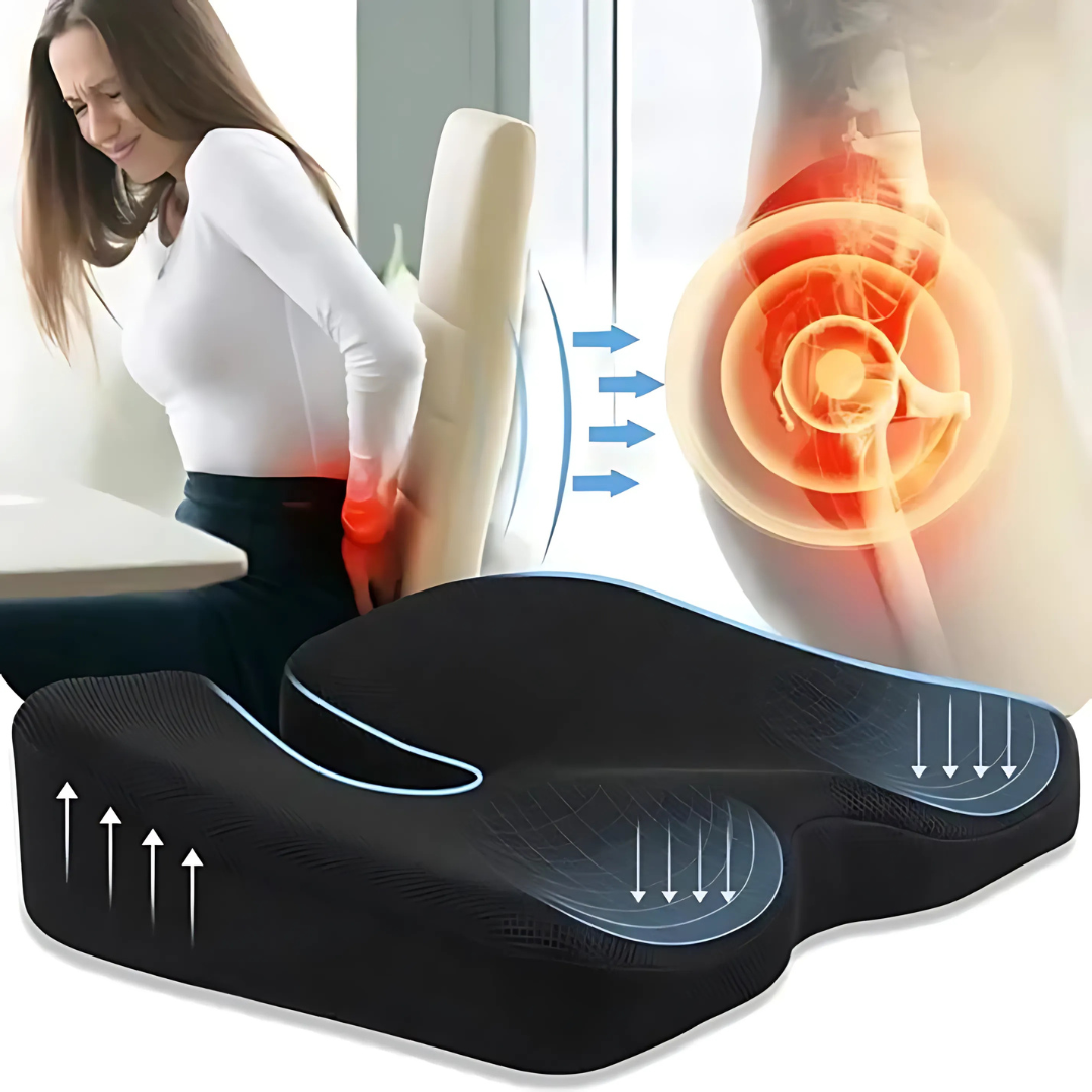 Cojín ergonómico de memoria para asiento y coxis