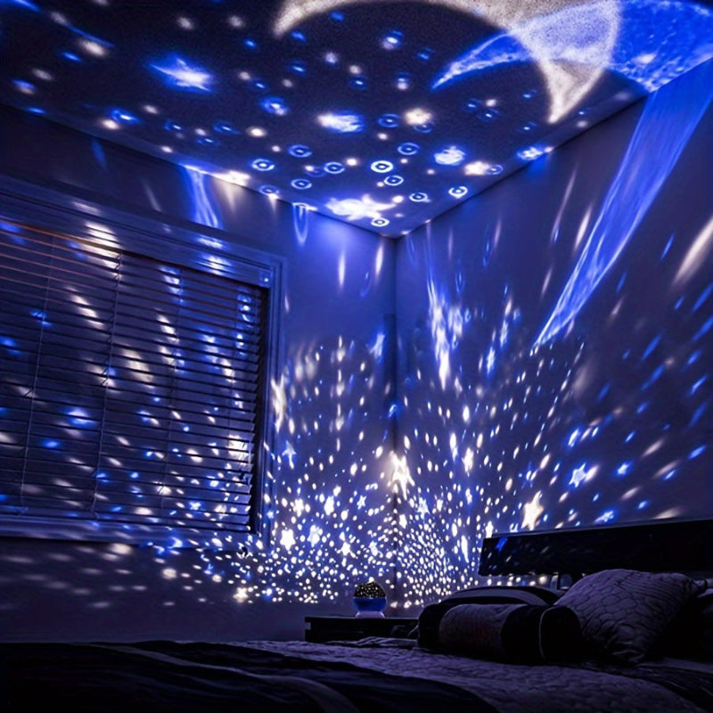 Proyector de cielo estrellado 360° con 12 modos de color – Luz nocturna LED Galaxy