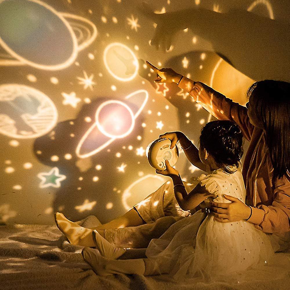 Proyector de estrellas lámpara nocturna para niños – regulable y segura con función de música