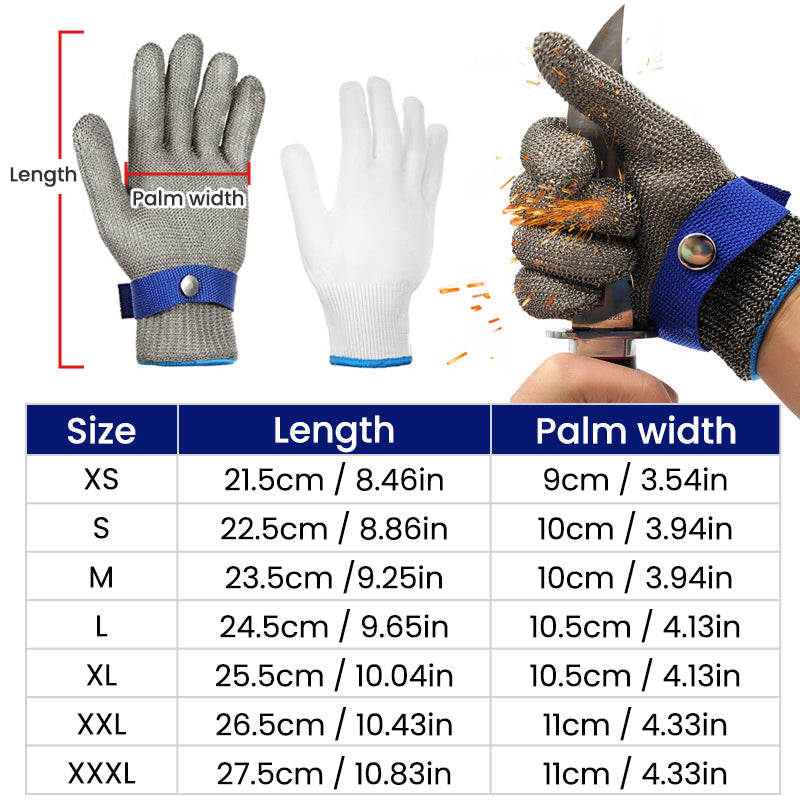 Guantes Protectores de Metal de Malla de Acero Inoxidable