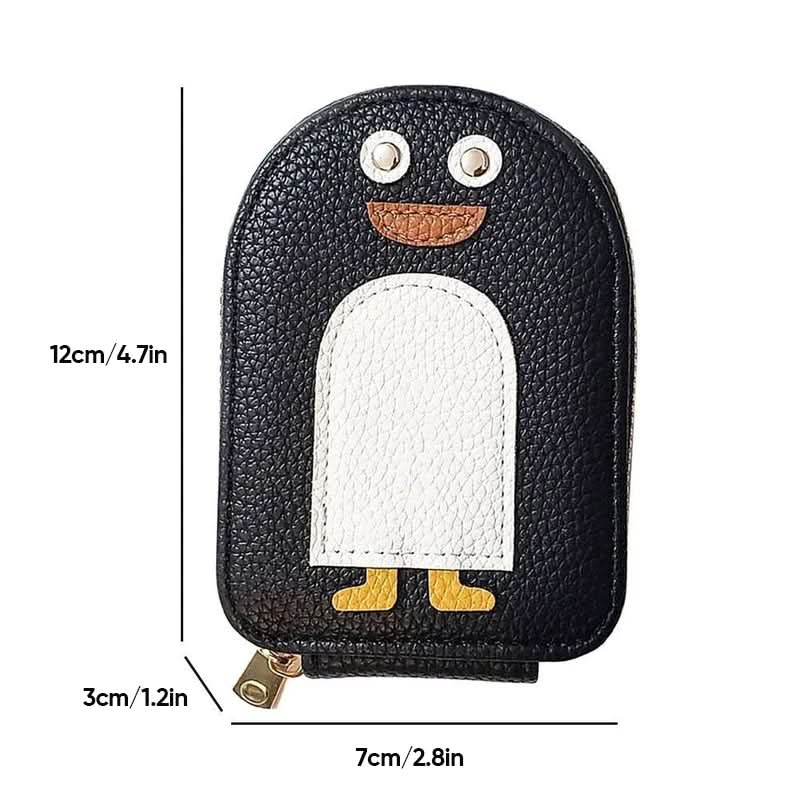 Portatarjetas - patrón de pingüino compacto y duradero