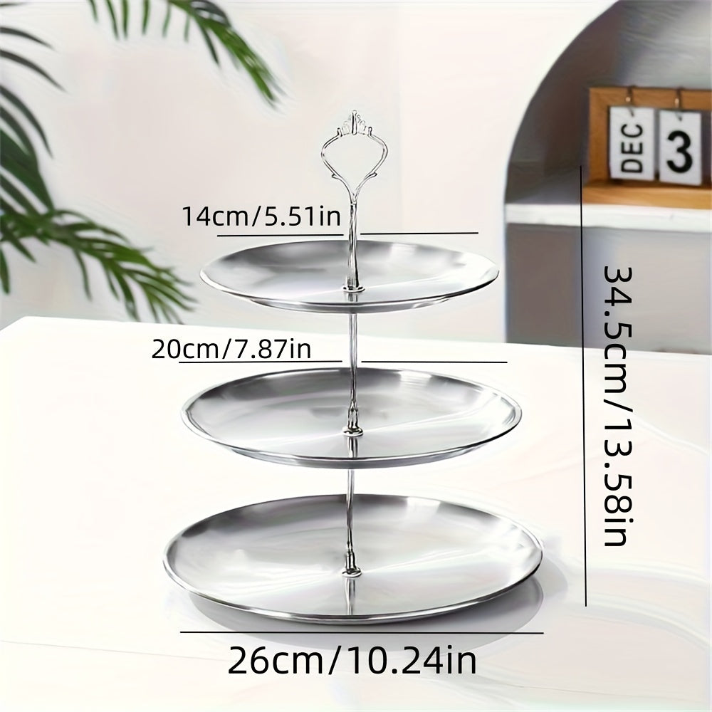 SteelTower - Elegante Plato Triple para Servir en Fiestas