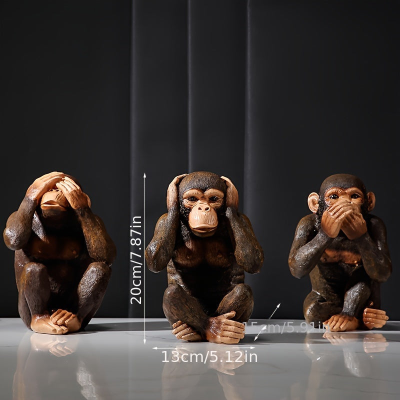 Conjunto de 3 figuras de chimpancé - Juguetonas y Realistas para Tu Interior