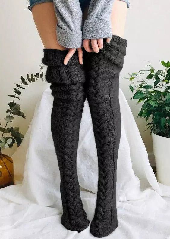 Calcetines Extra Largos de Tejido Suave y Cálido sobre la Rodilla para Invierno