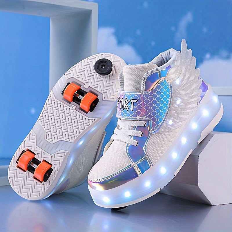 Zapatillas de Patinaje con Luces y Alas – Recargables por USB para Niñas y Adolescentes