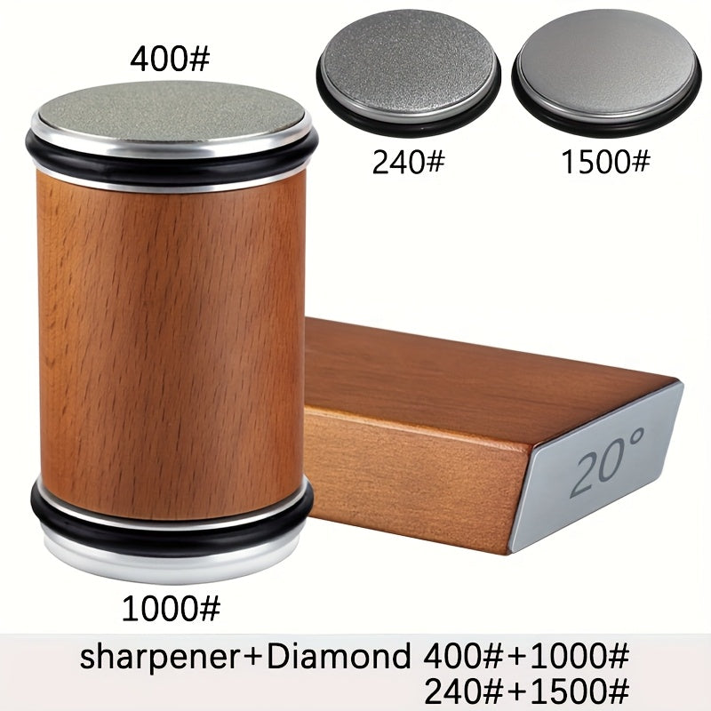 Set de piedra de afilar DuoCut | Piedra de diamante con soporte magnético | Ángulos de afilado de 15° y 20° | Madera y metal