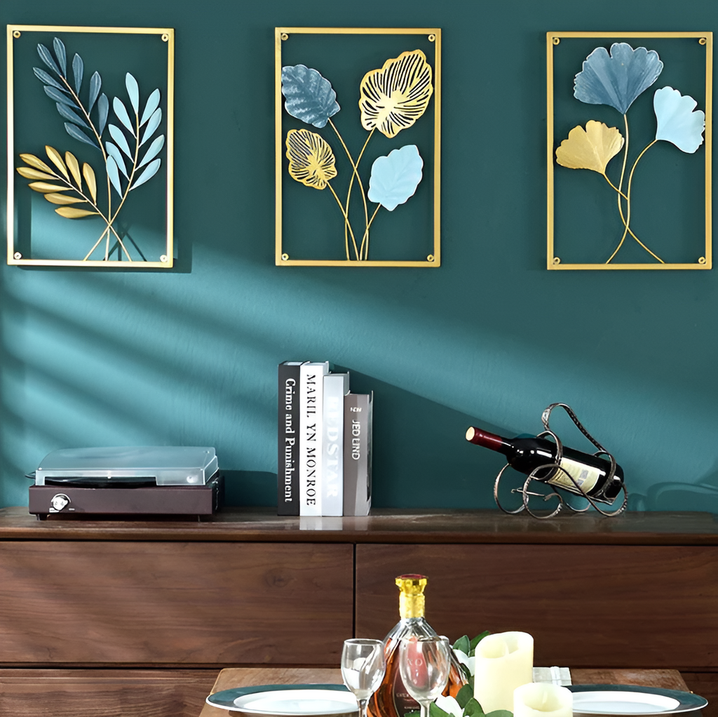 Arte de pared de metal en diseño nórdico