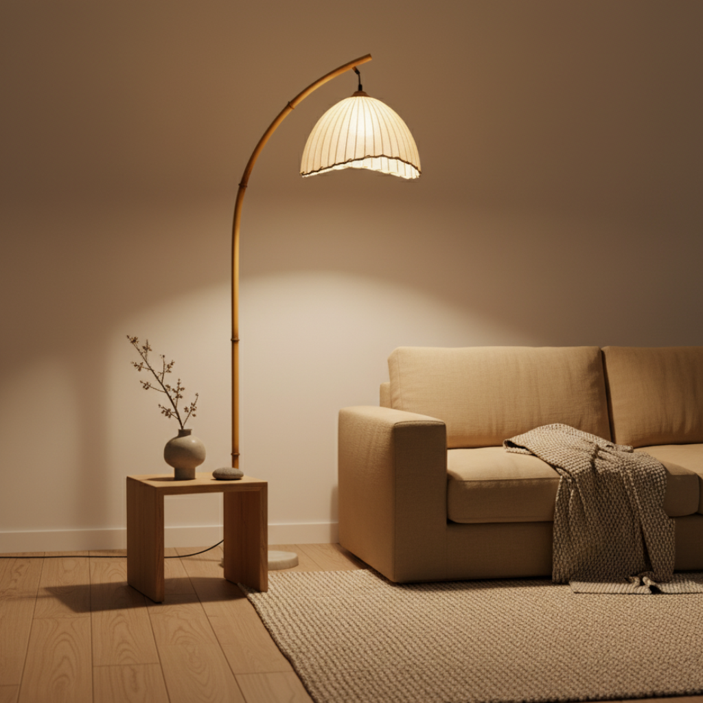 Takumi | Elegante Lámpara de Suelo de Bambú Natural para Decoración de Salón