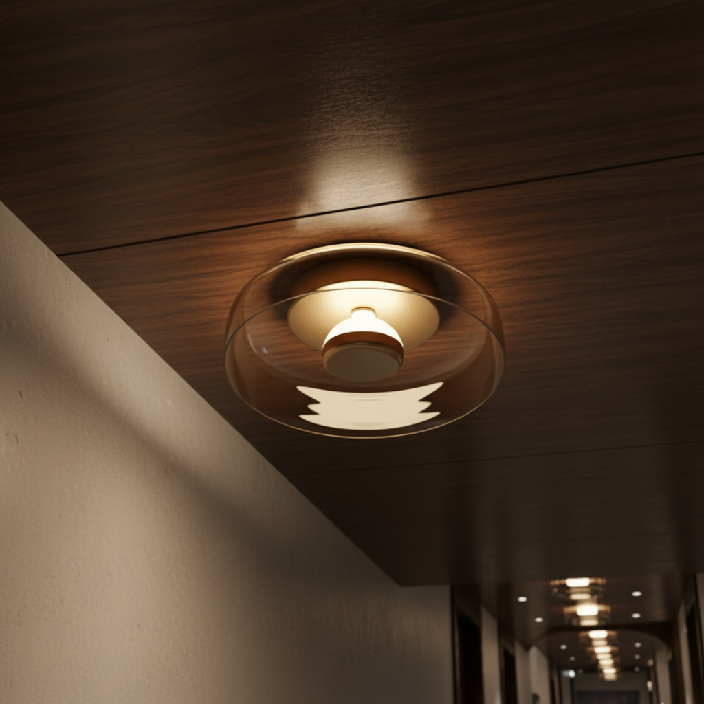 Luz de Pared Halo - Aplique Escultórico Moderno con Brillo en Capas y Plato de Vidrio