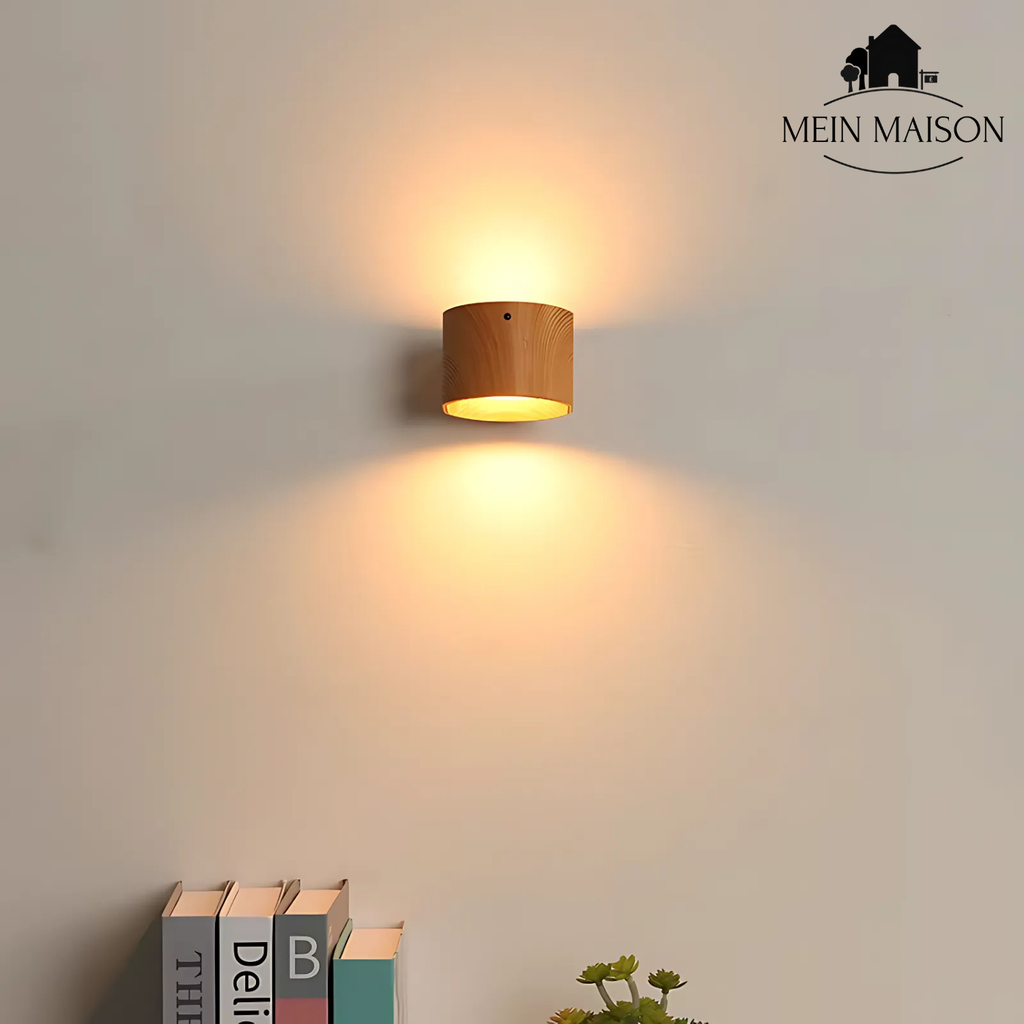 Aplique LumiScandi | Inalámbrico y Recargable | Diseño Escandinavo | Madera de Roble