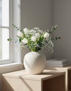 Aurea - Jarrón de Cerámica Blanco Alto con Diseño Escultural para Decoración del Hogar