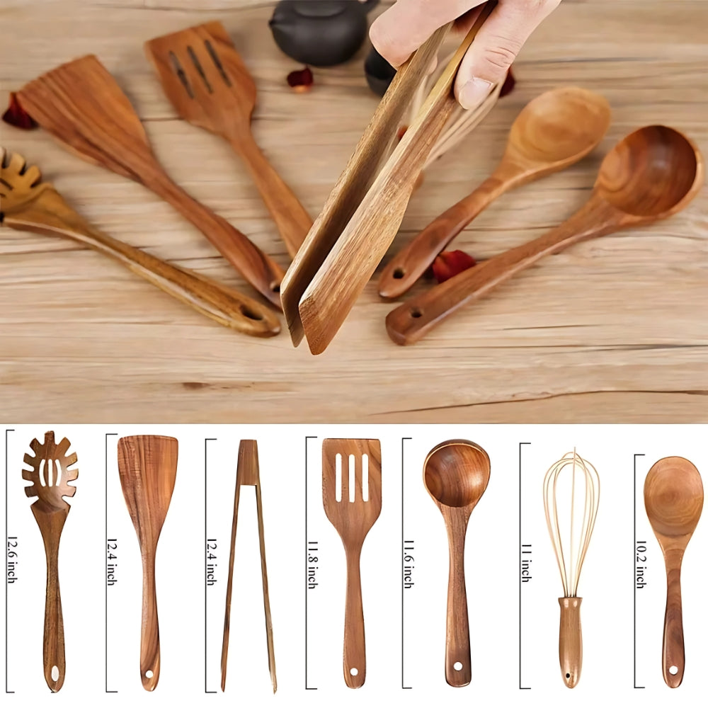Utensilios de Cocina de Madera Premium | 7 Sets