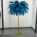 Lámpara de Pie con Pantalla de Plumas Elegante - Lámpara de Trípode Moderna para Sala de Estar