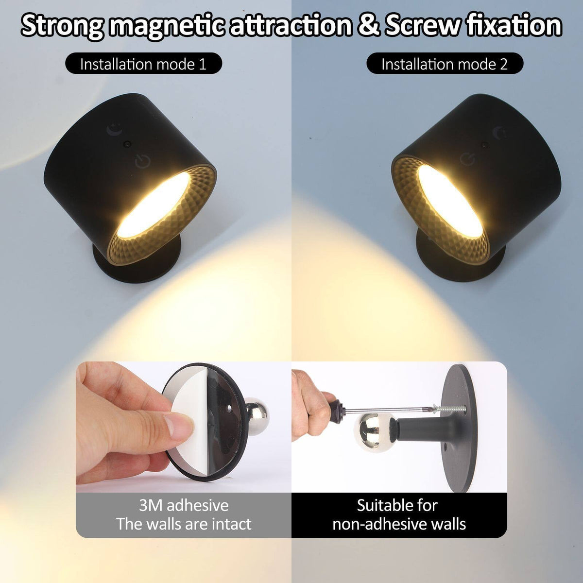 Skanto | Lámpara de pared LED – Recargable, magnética y luz bidireccional para interiores