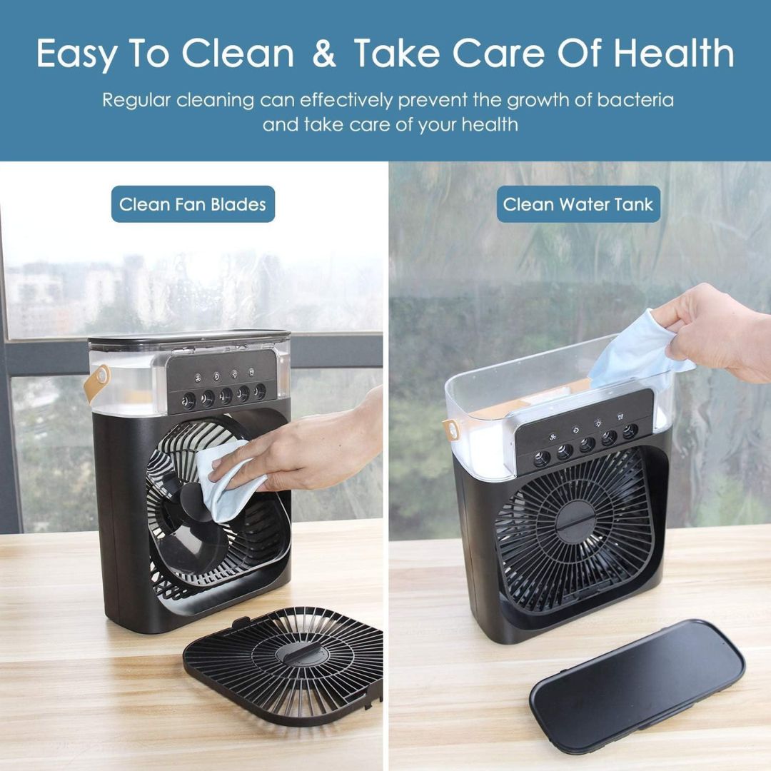 Enfriador de Aire 3 en 1, Humidificador y Purificador de Aire – Aire Acondicionado Portátil para Uso Interior con Luz LED