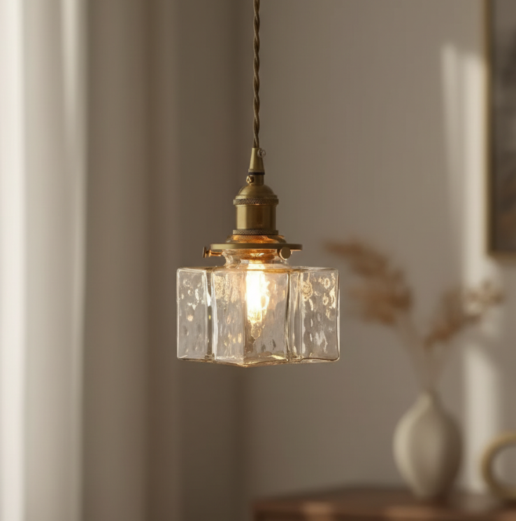 Colección Savoy | Lámpara Colgante de Vidrio con Acabado Texturizado, Estilo Vintage para Iluminación de Cocina