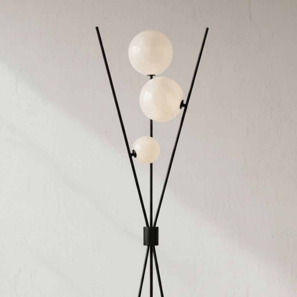 Linea Orbital | Lámpara de Mesa y Suelo LED Regulable con Diseño de Luna