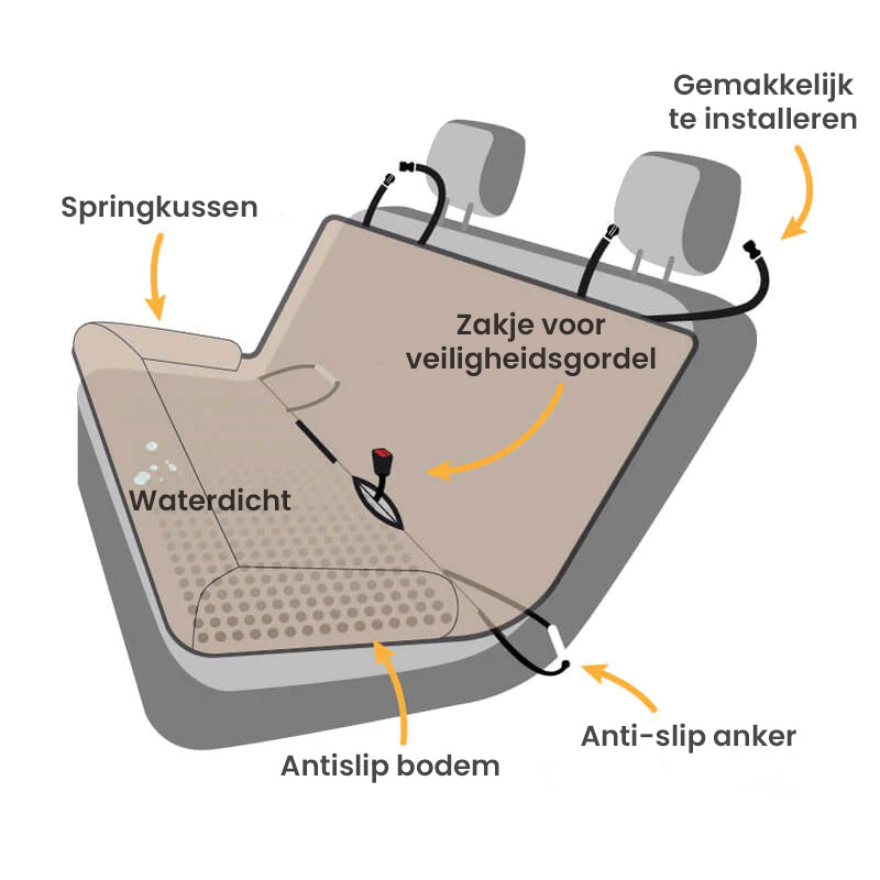Gran Cama para Perros en el Asiento Trasero Impermeable