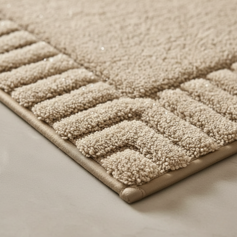 SereneMat - Alfombrilla de Baño Premium de Secado Rápido y Antideslizante con Raya Minimalista