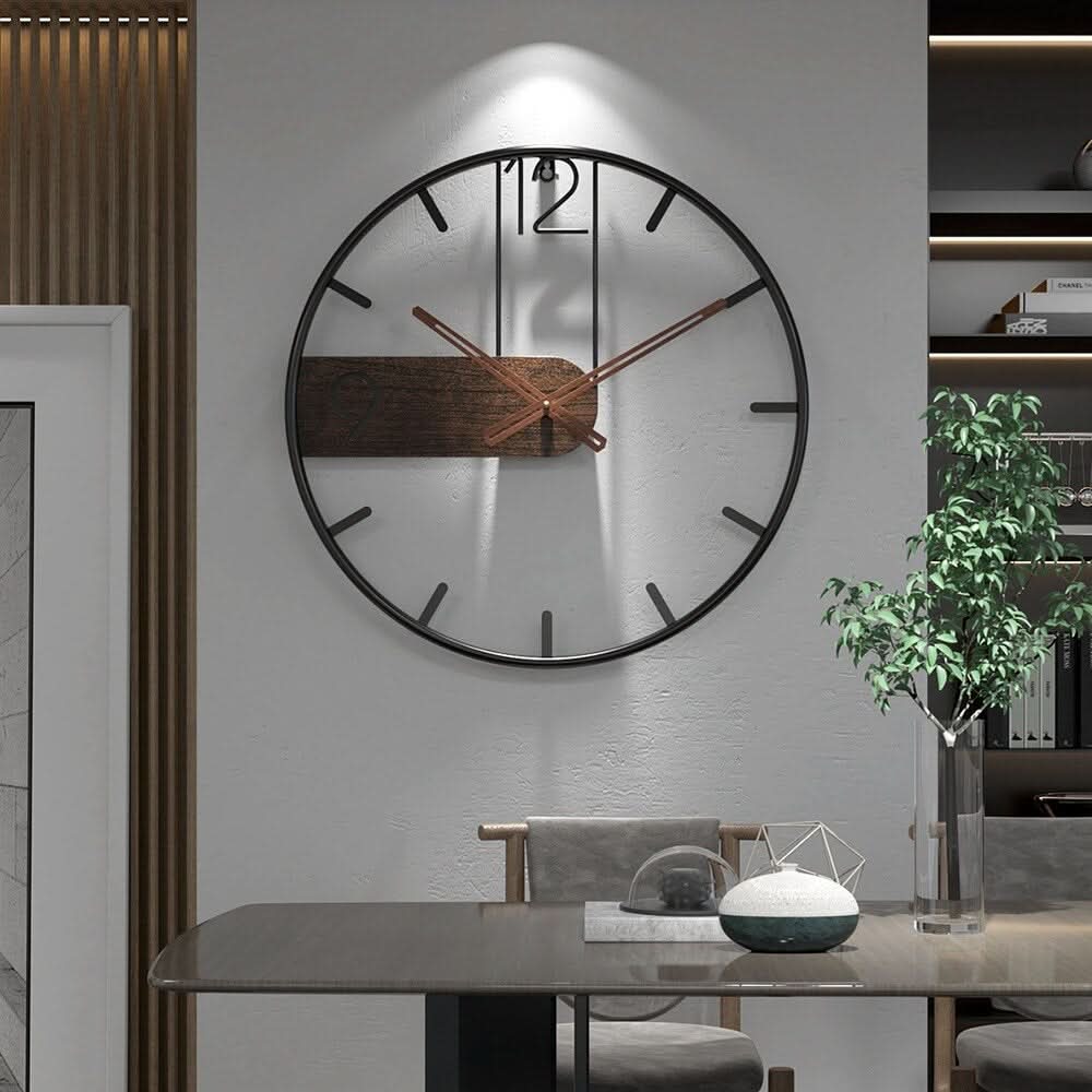 Reloj de Pared Grande Redondo de Metal Horium para Interiores Modernos con un Toque Elegante
