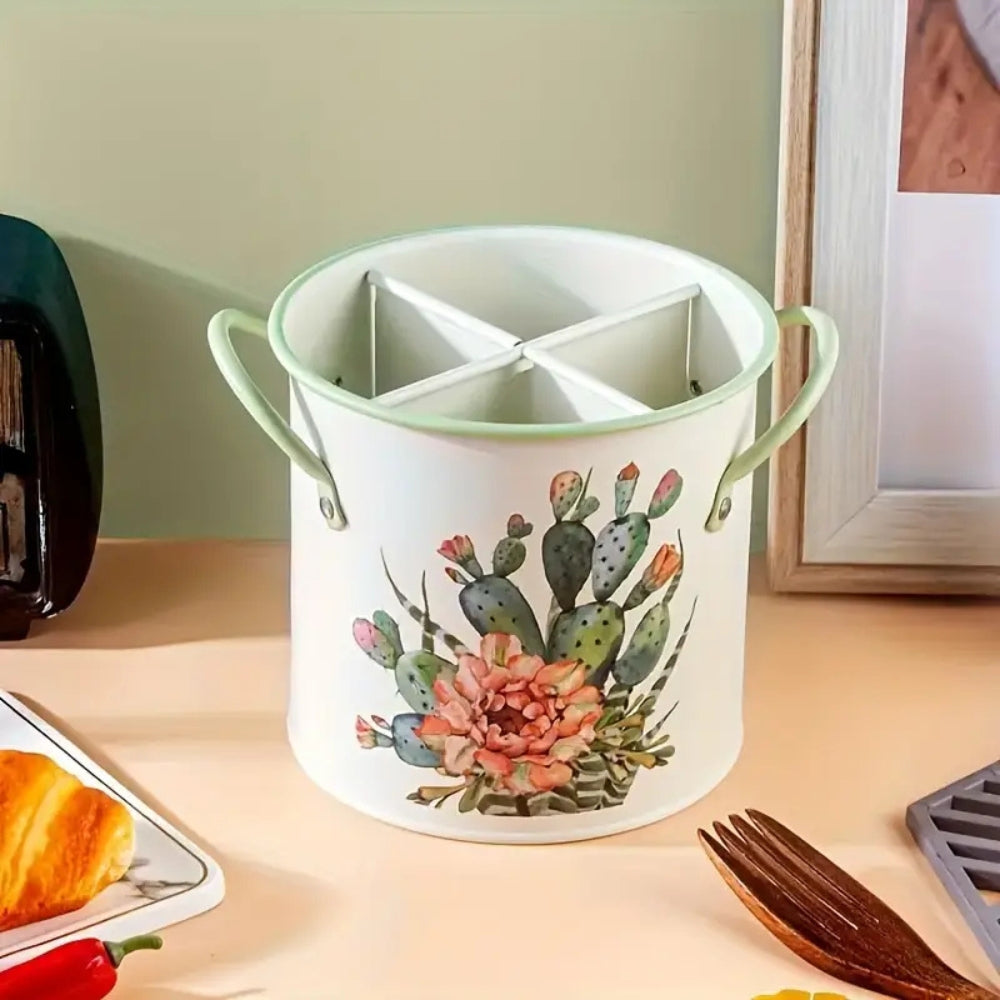 Cesta de Almacenamiento de Utensilios Florales con Tapa Divisoria
