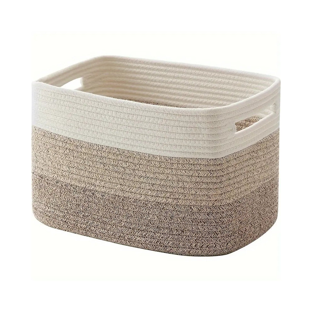 Cesta de Almacenamiento de Cuerda de Algodón Tejida
