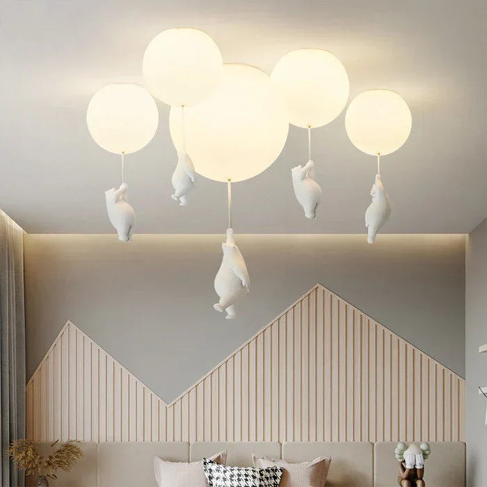 Lámpara de Techo Infantil | Diseño de Oso y Globo | CloudBear | Diseño Juguetón y Único | Iluminación LED | Plástico y Metal de Alta Calidad | Para Habitaciones Infantiles | 40 cm de Diámetro