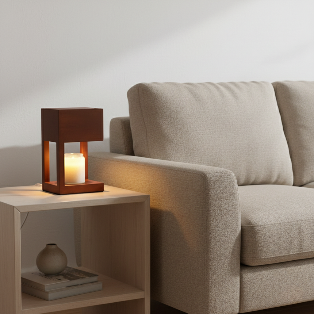 Lámpara Calentadora de Velas de Madera Escandinava - Luz Ambiental de Doble Propósito