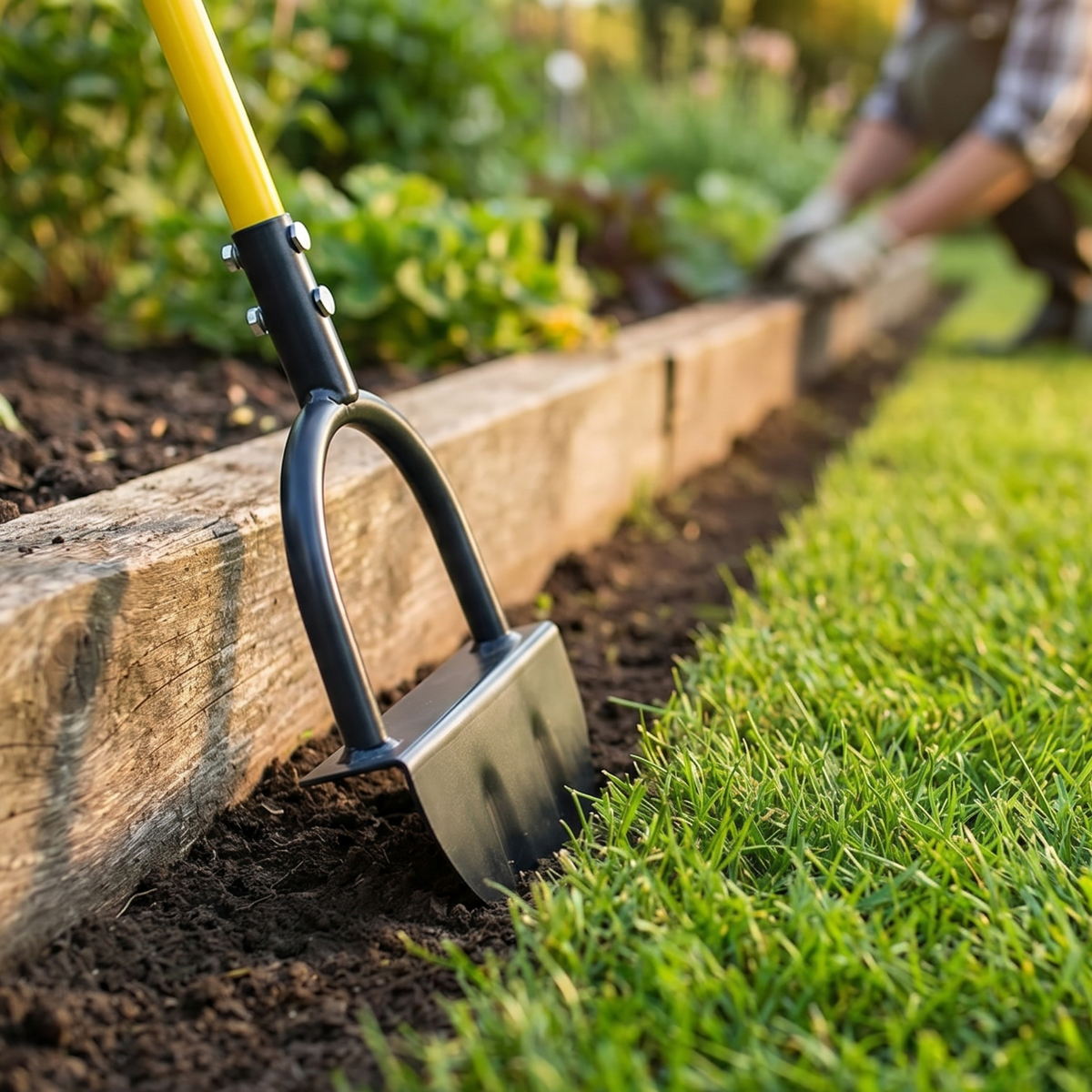 Cortadora de Césped Manual con Cuchilla Serrada en Forma de Media Luna y Reposapiés Integrado para Jardines