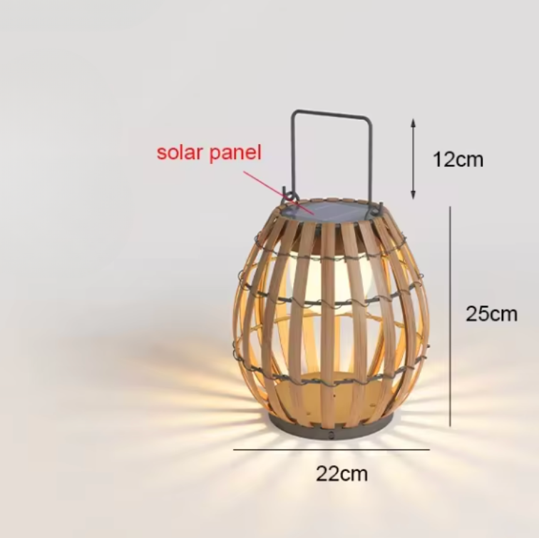 Lámpara de Suelo Solar de Rattan para Exteriores | Decoración de Iluminación para Patio y Jardín a Mano