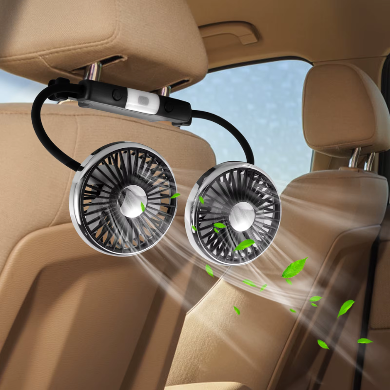 Ventilador de Coche USB con Cabezas Rotativas Dobles