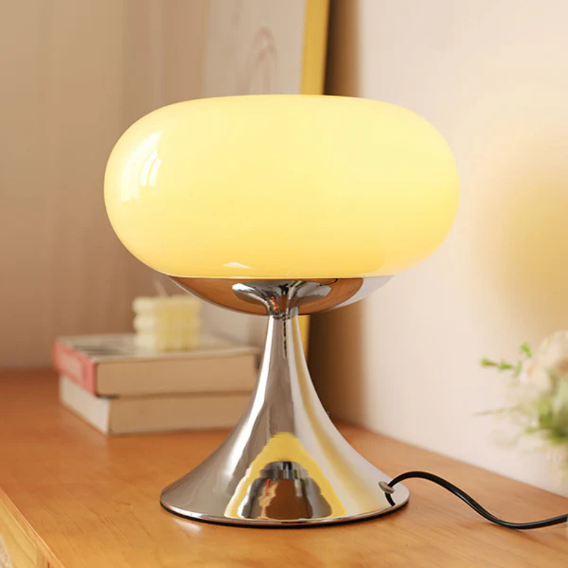 LumiJoy – Lámpara de mesa con estructura de metal y vidrio e LED integrado