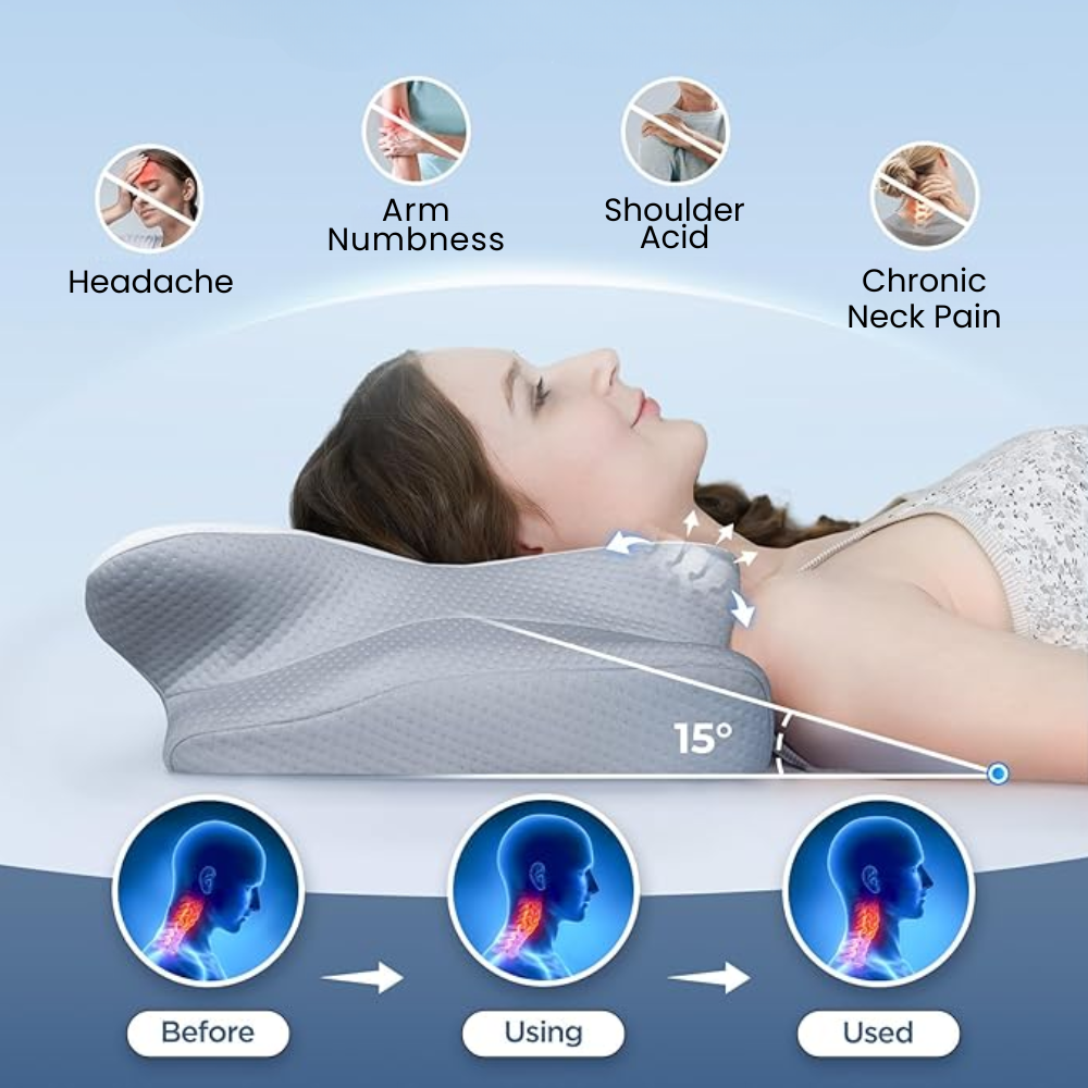 Cojín Anti-Snoring | Soporte Ergonómico para Cuello y Cabeza | Blanco