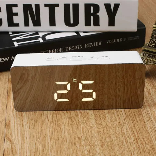 Reloj Despertador Digital Espejo Inteligente de Escritorio para la Mesita de Noche