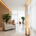 Hajime — Lámpara de Pie Tradicional Japonesa Elegante con Pantalla de Tela Blanca para Sala de Estar