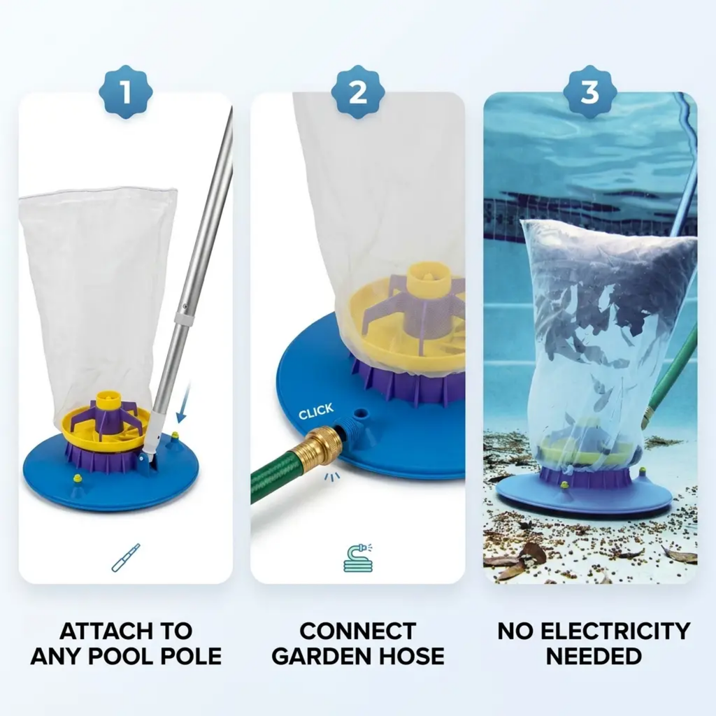 Aspiradora de Hojas para Piscinas Grandes | Succión Potente, Fácil Maniobrabilidad & Ideal para Piscinas Enterradas y Sobre el Suelo