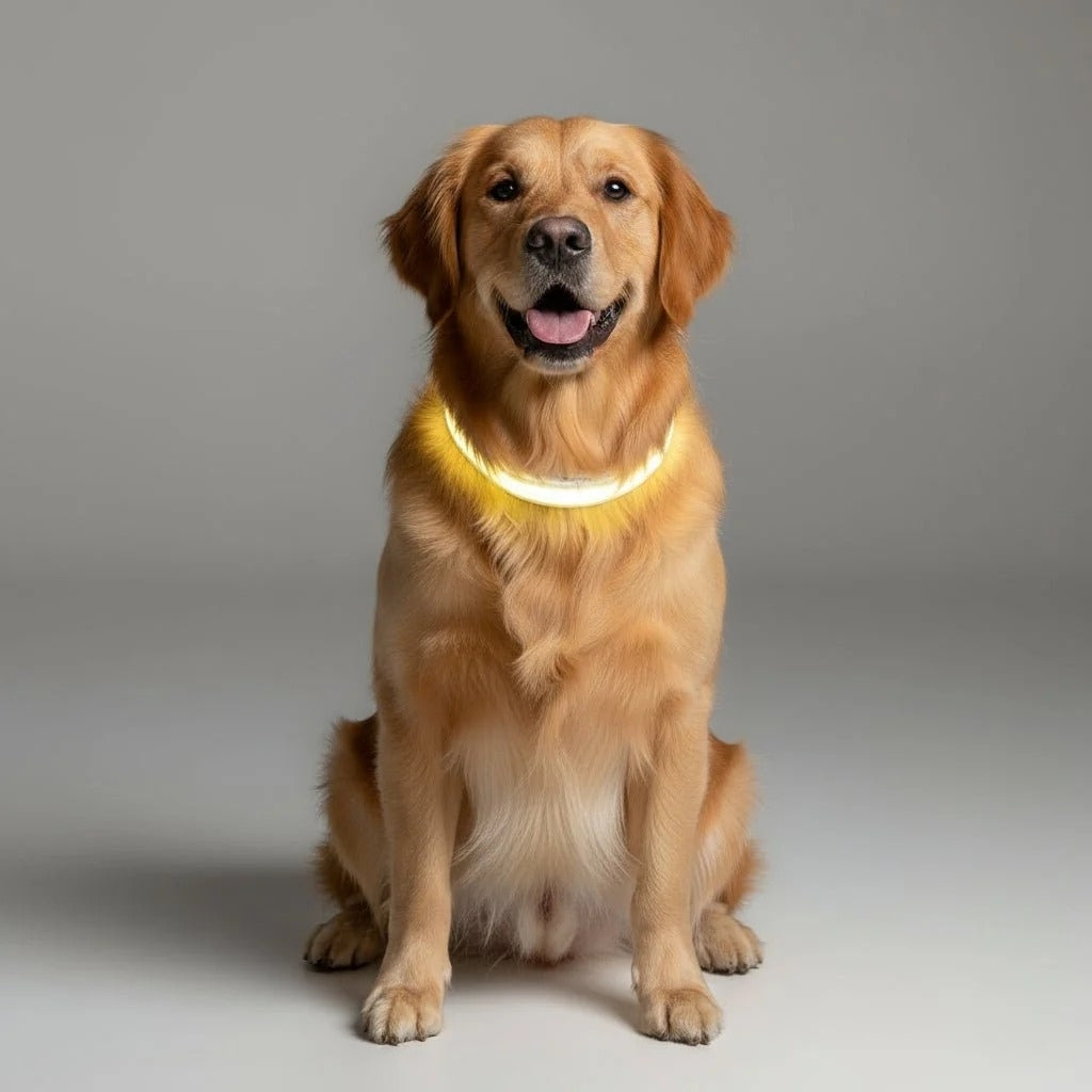 LumaPaw – Correa de perro LED recargable por USB con tira reflectante