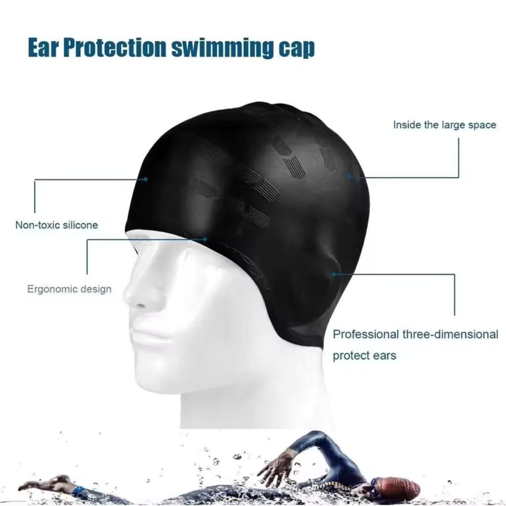 HydroFit – Gorro de Natación de Silicona con Protección para los Oídos