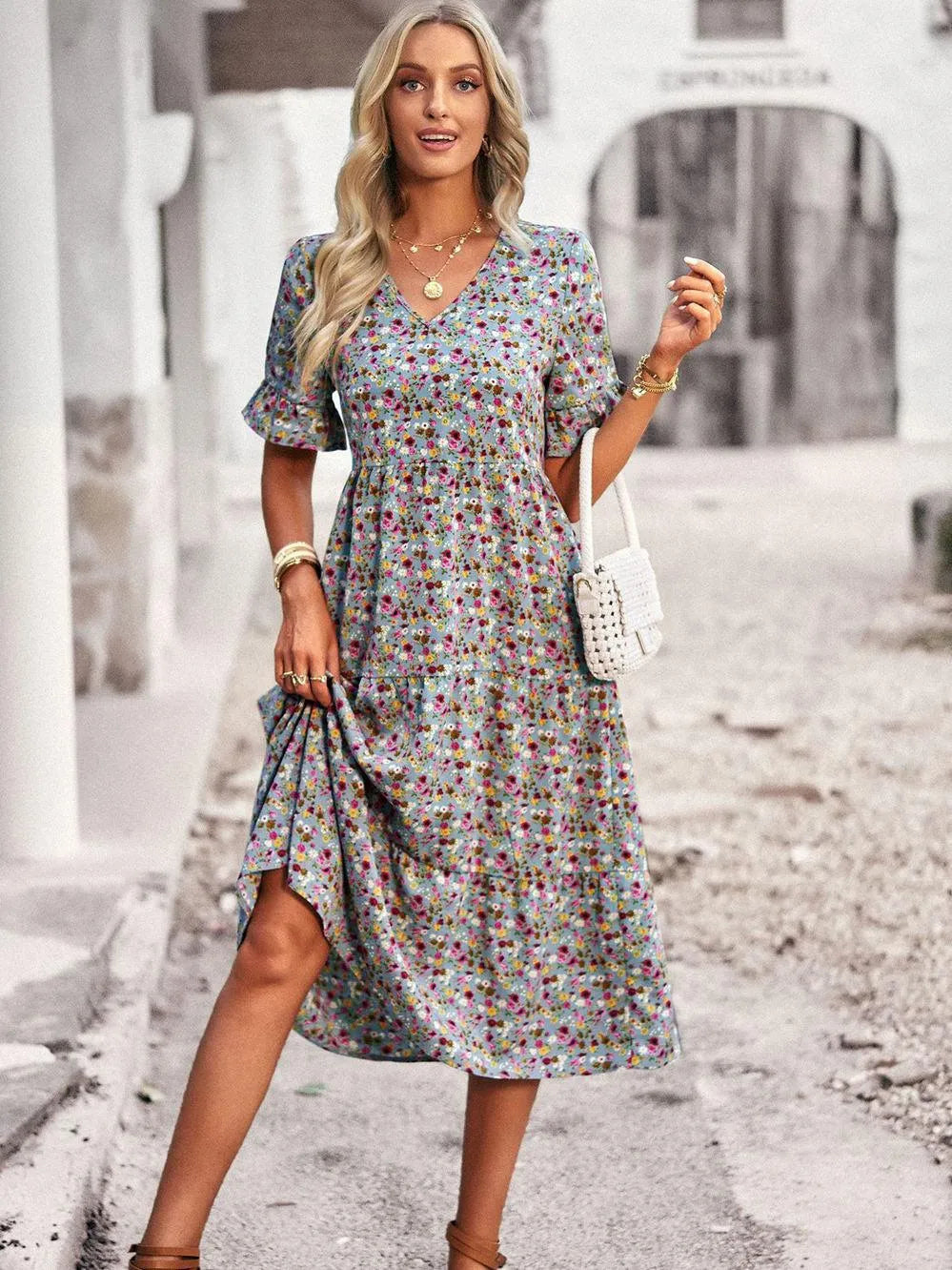 Vestido de Verano para Damas con Mangas Cortas