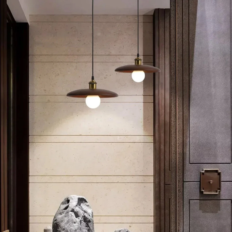 Oriva | Lámpara colgante en forma de disco de madera