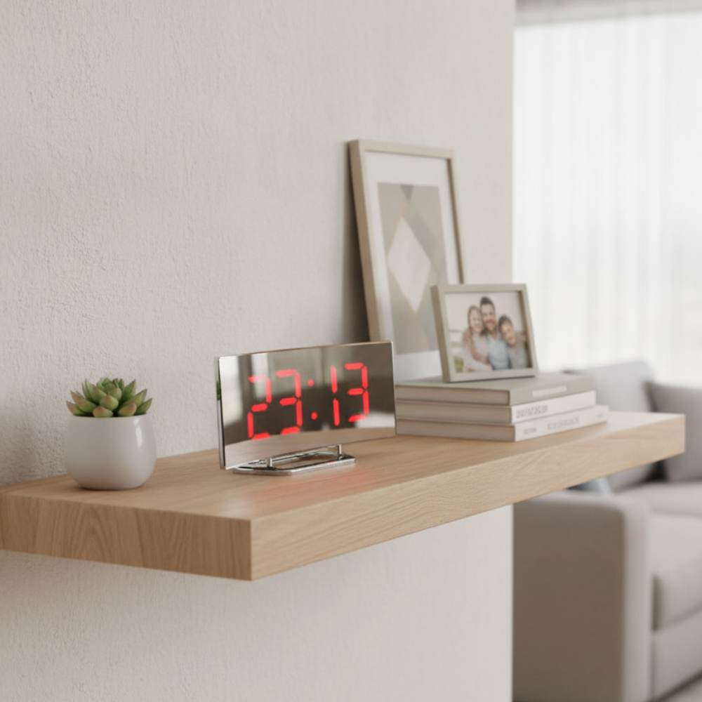 Reloj Despertador Digital LED Curvado y Elegante con Función de Regulación de Brillo