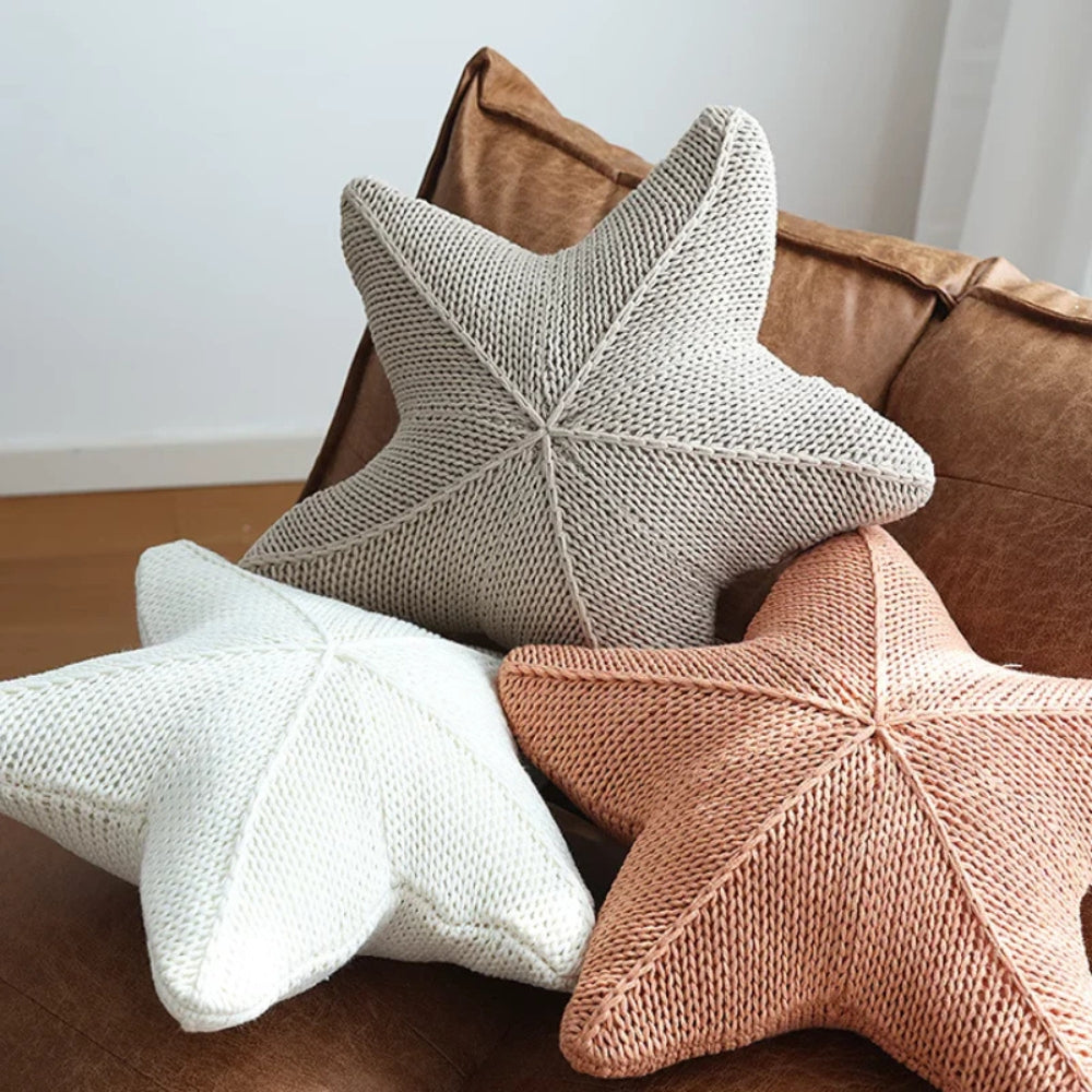Cojín de Estrella de Mar Tejido a Mano