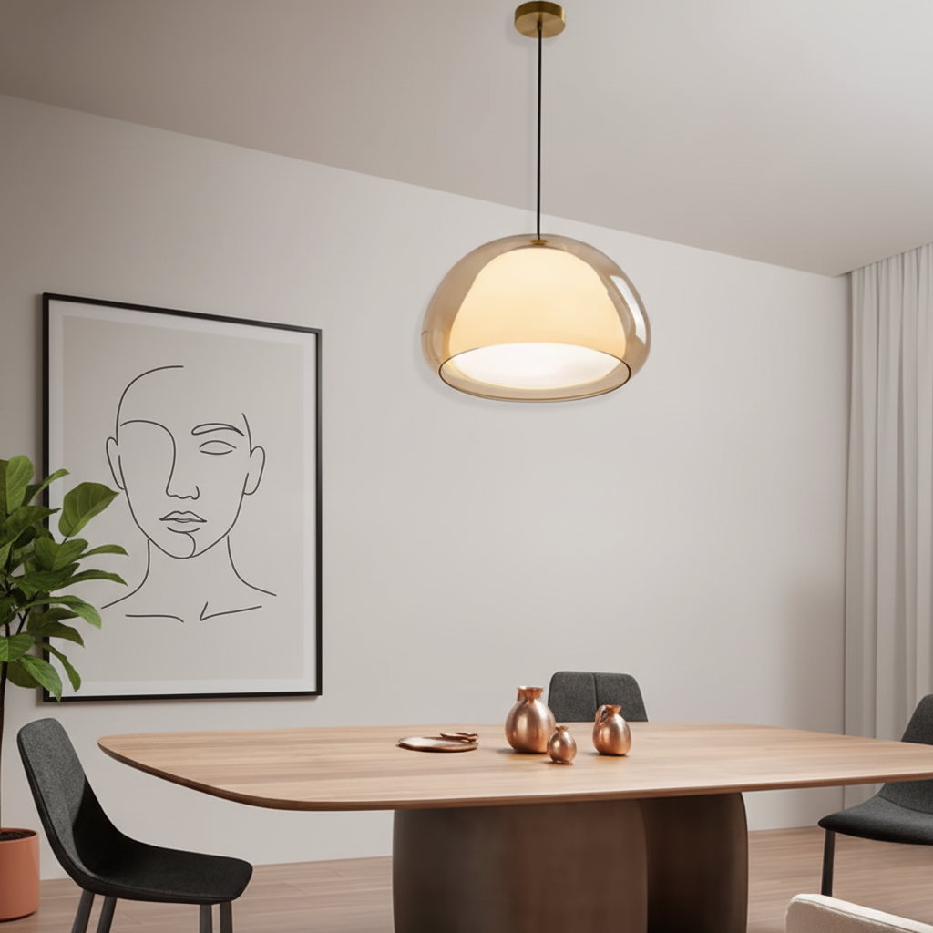 Lámpara Colgante de Vidrio Moderno - Diseño de Cúpula Ajustable para Isla de Cocina