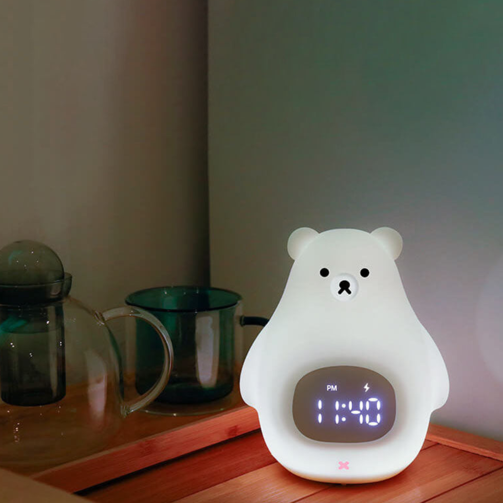 Reloj Despertador con Luz Nocturna de Oso Polar y Suave Iluminación LED