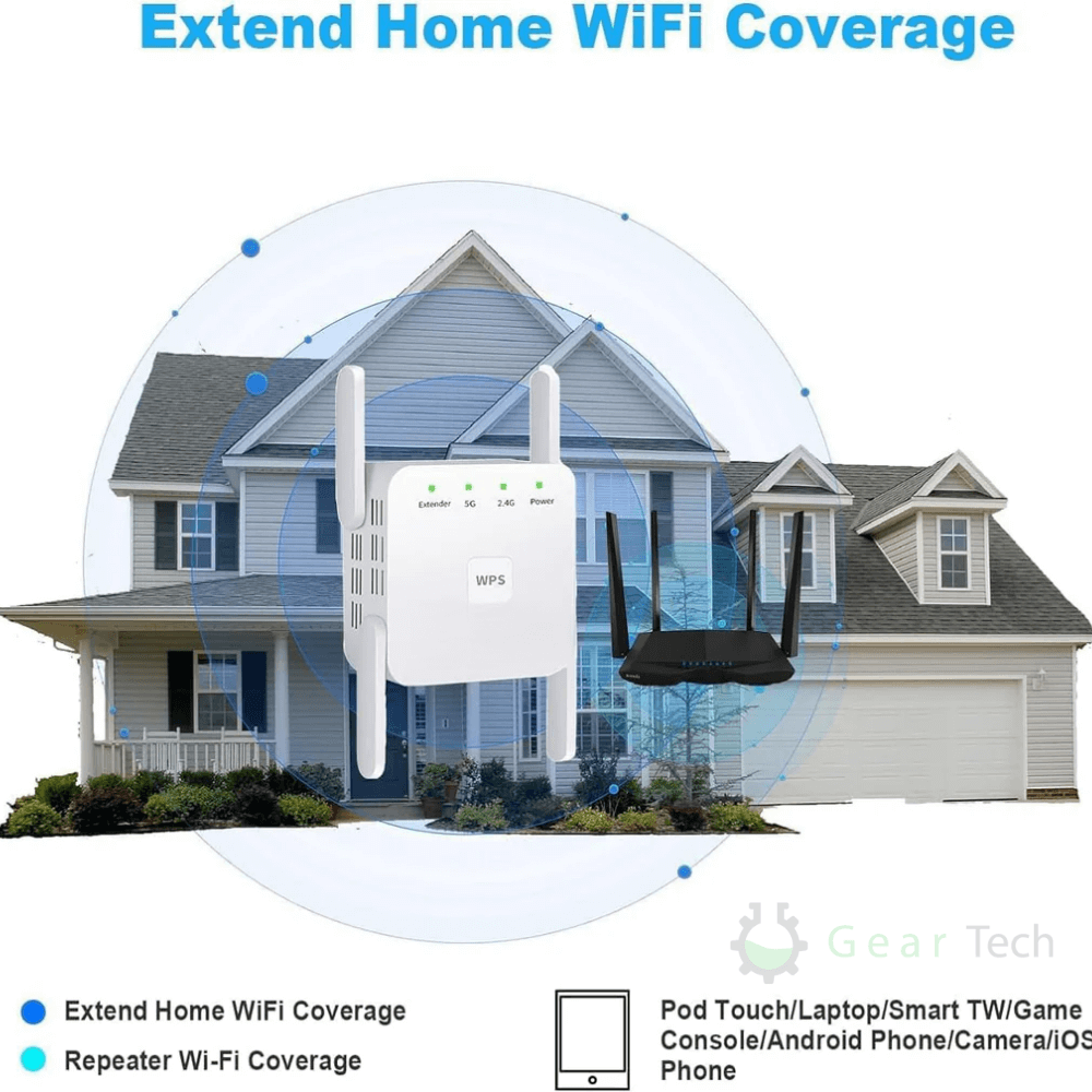 Lisslune | Acelerador de WiFi UltraXtend 5G UK – Mejor Extensor de WiFi de Doble Banda para Cobertura de Señal en Casa y Jardín