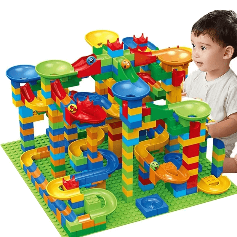 Marble Run Bloques de Construcción – Laberinto Creativo con Tobogán y Pista de Canicas para Niños – Juego Educativo para Resolución de Problemas y Fantasía