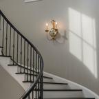 Apliques de Pared de Latón Elegantes con Espejo Antiguo y Luces de Candelabro