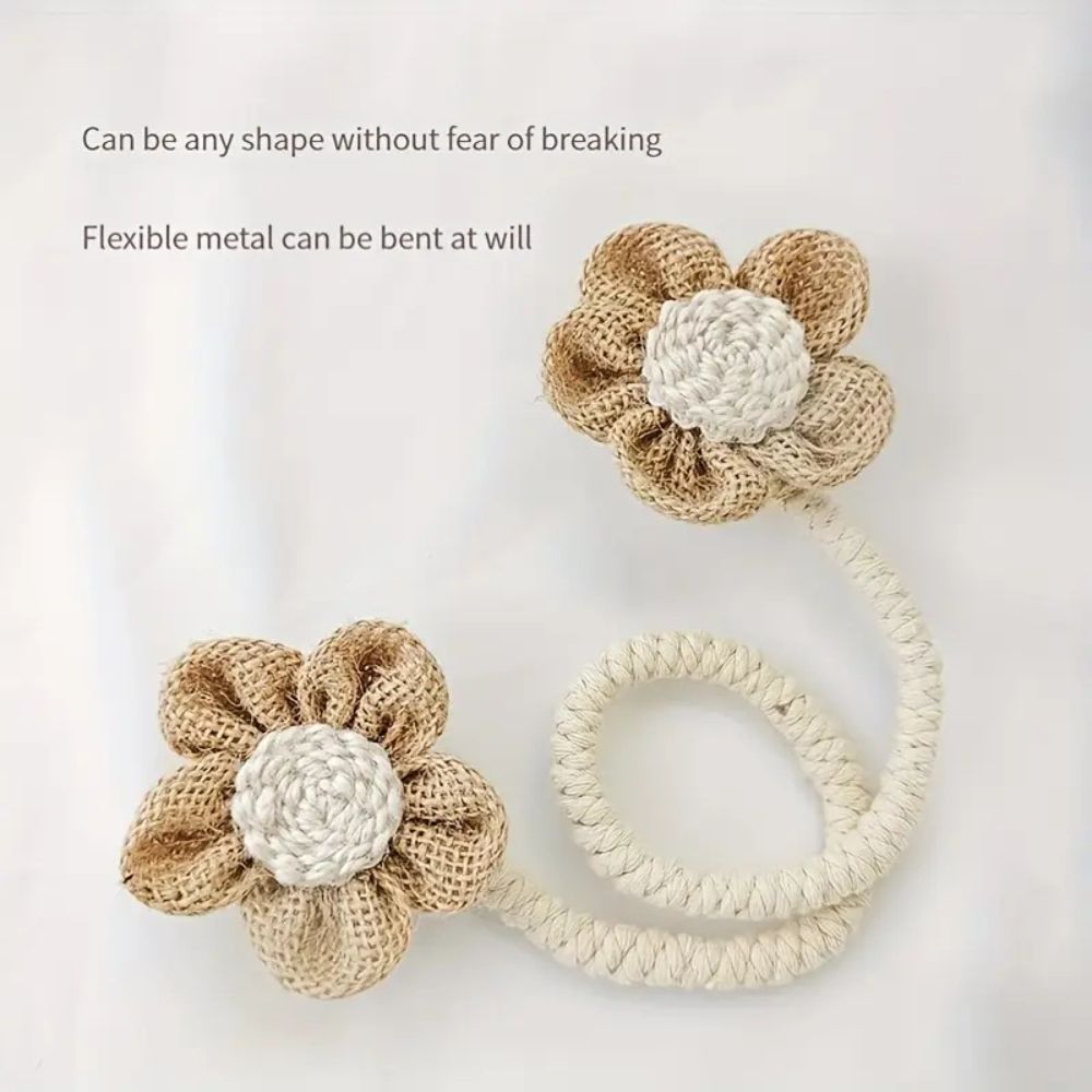 Cinta de Cortina de Cáñamo Floral | Set de 2 Piezas